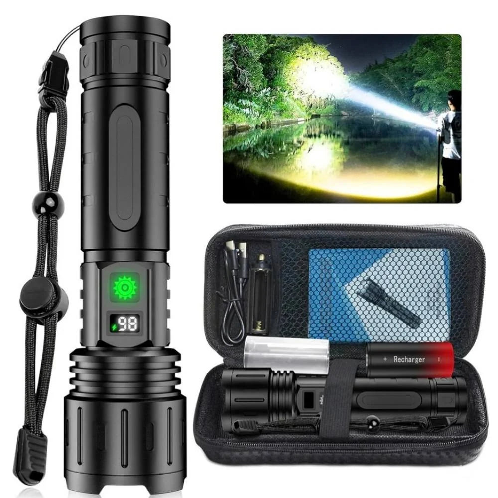 Tactical Flashlight 100000 Lumens Rechargeable 5000mAh Aluminum Body