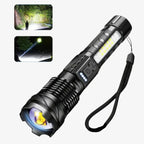 Tactical Flashlight 5000 Lumen Zoomable Beam USB Rechargeable Waterproof