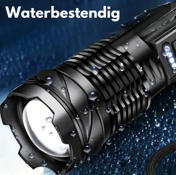 Tactical Flashlight 5000 Lumen Zoomable Beam USB Rechargeable Waterproof