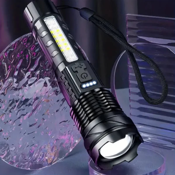 Tactical Flashlight 5000 Lumen Zoomable Beam USB Rechargeable Waterproof