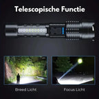 Tactical Flashlight 5000 Lumen Zoomable Beam USB Rechargeable Waterproof