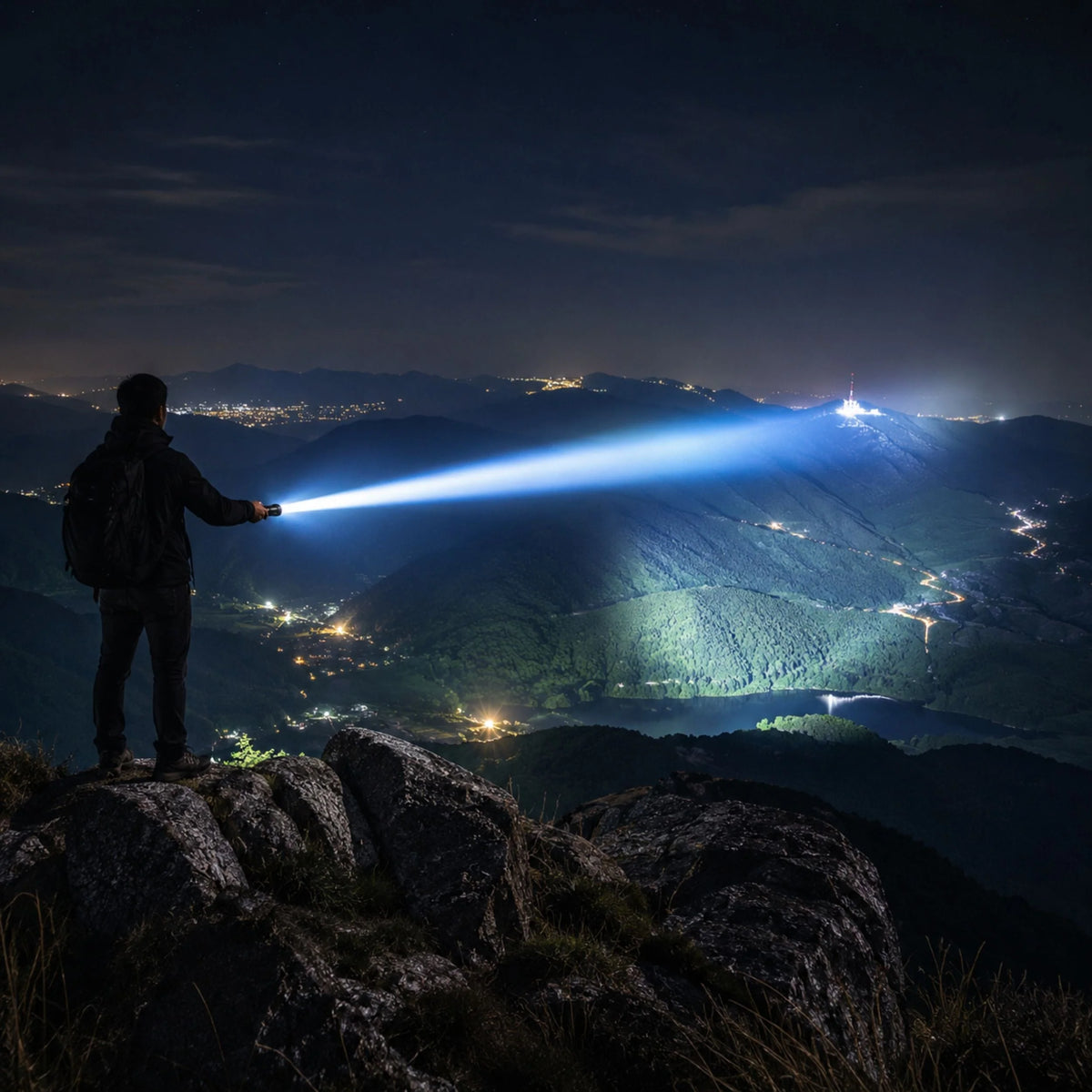 Tactical Flashlight High-Output LED Adjustable Zoom 5000mAh Powerbank
