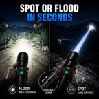 Tactical Flashlight High-Output LED Adjustable Zoom 5000mAh Powerbank