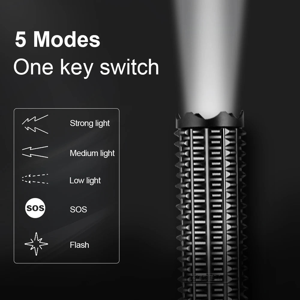 Tactical Flashlight High-Power LED Telescopic Zoom