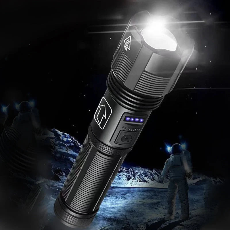 Tactical Flashlight Rechargeable 12000 Lumens Long-Range