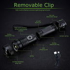 Tactical Flashlight Rechargeable 12000 Lumens Long-Range