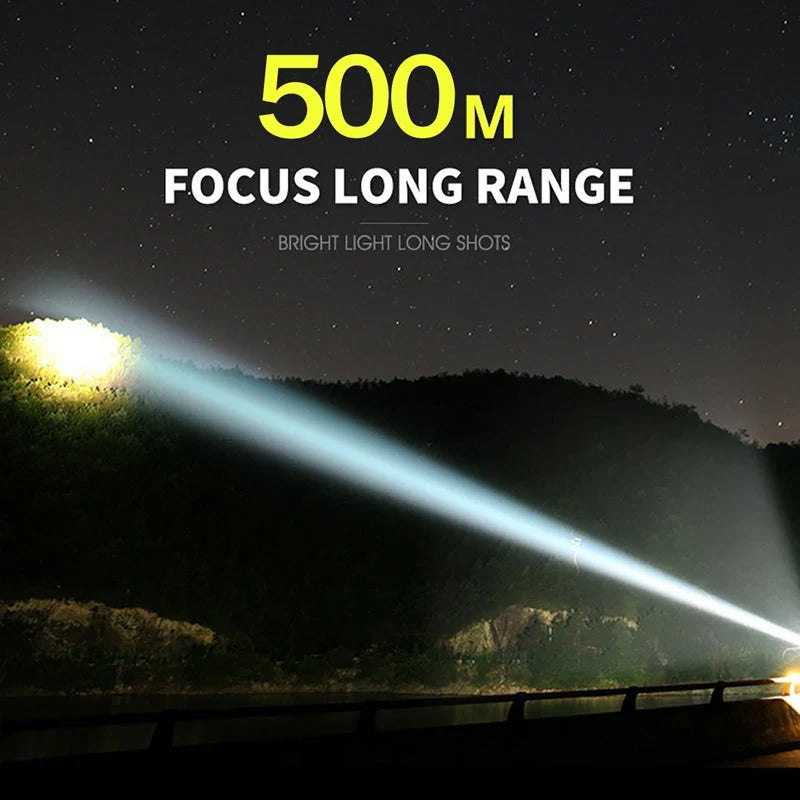 Tactical Flashlight Rechargeable 12000 Lumens Long-Range