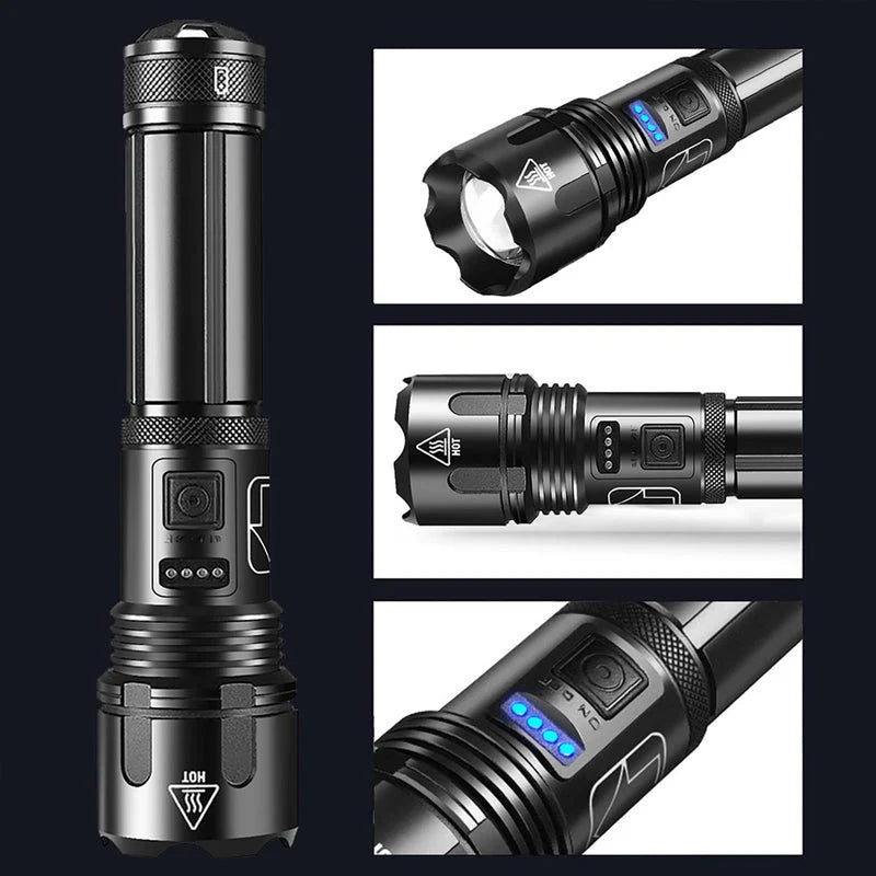 Tactical Flashlight Rechargeable 12000 Lumens Long-Range