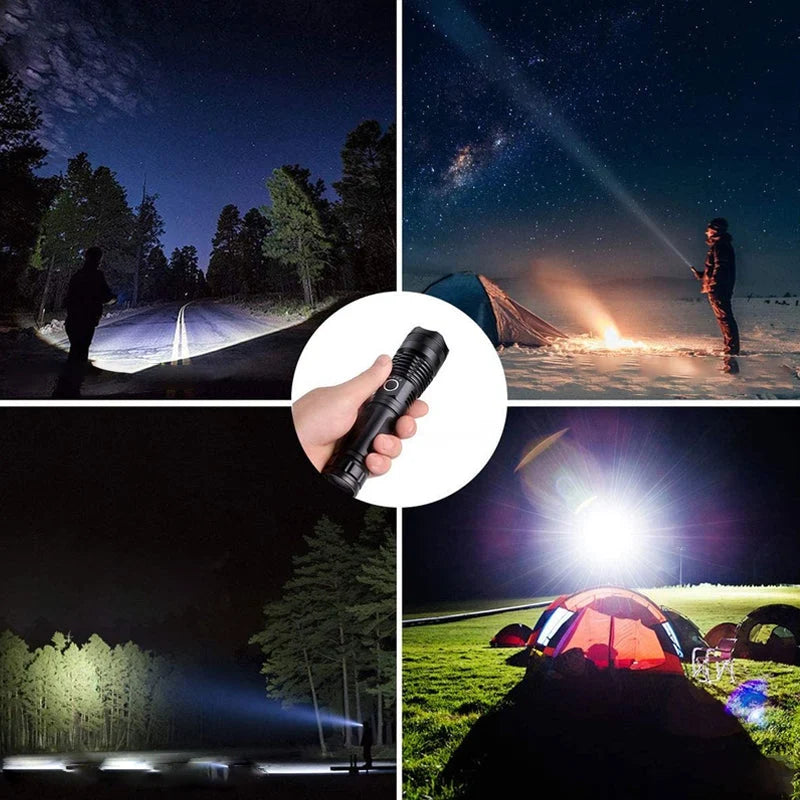 Tactical Flashlight Rechargeable 12000 Lumens Long-Range