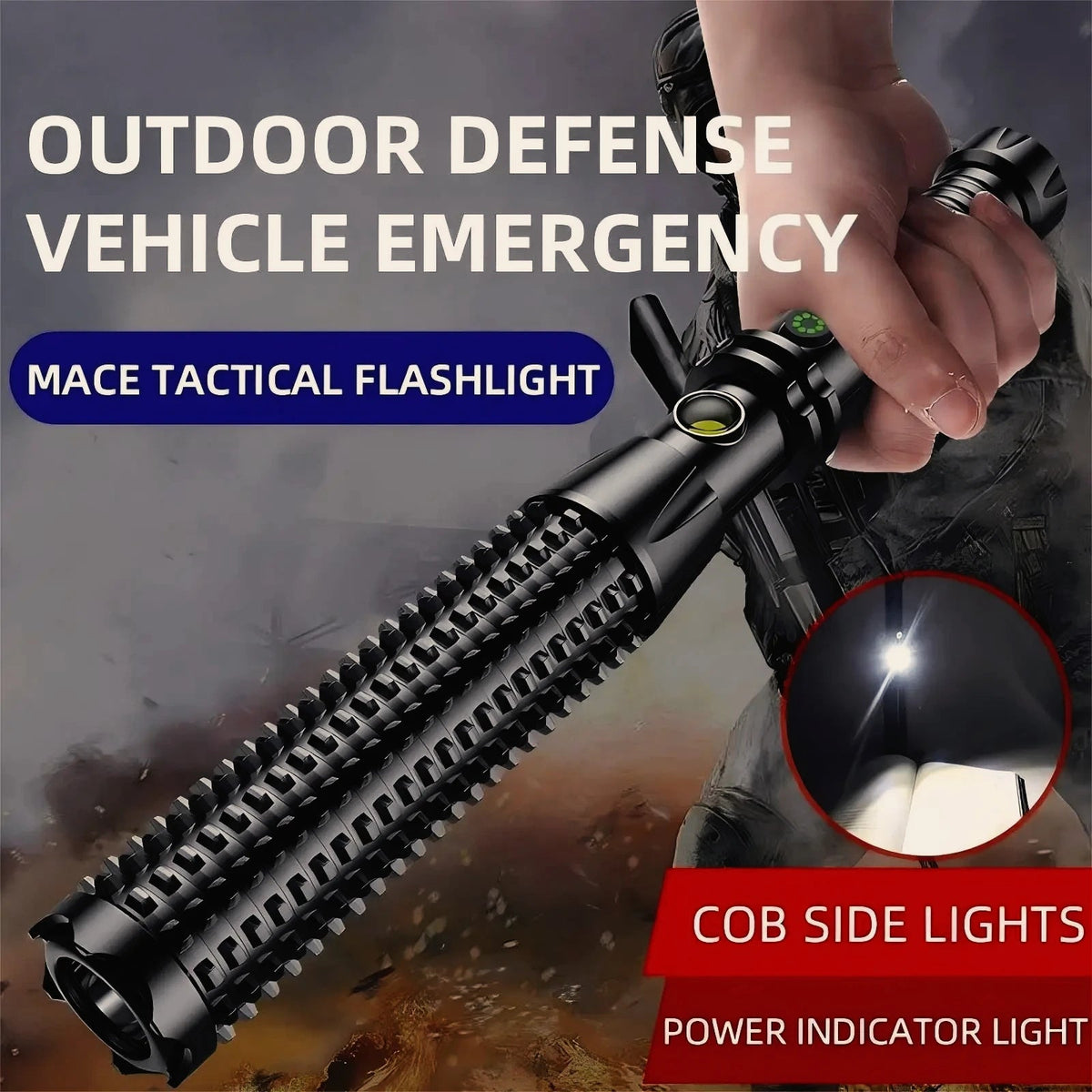Tactical Flashlight Rechargeable Osram LED & COB Battery Indicator