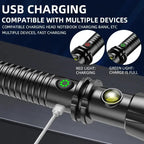 Tactical Flashlight Rechargeable Osram LED & COB Battery Indicator