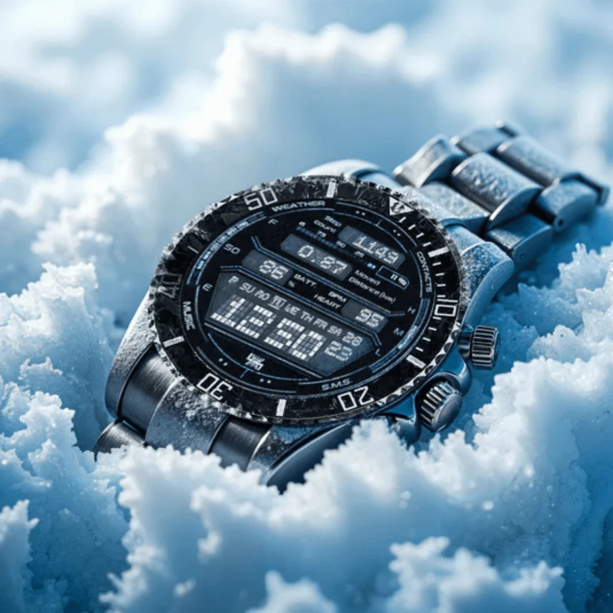 Tactical Smartwatch GPS Titanium Case 21-Day Battery
