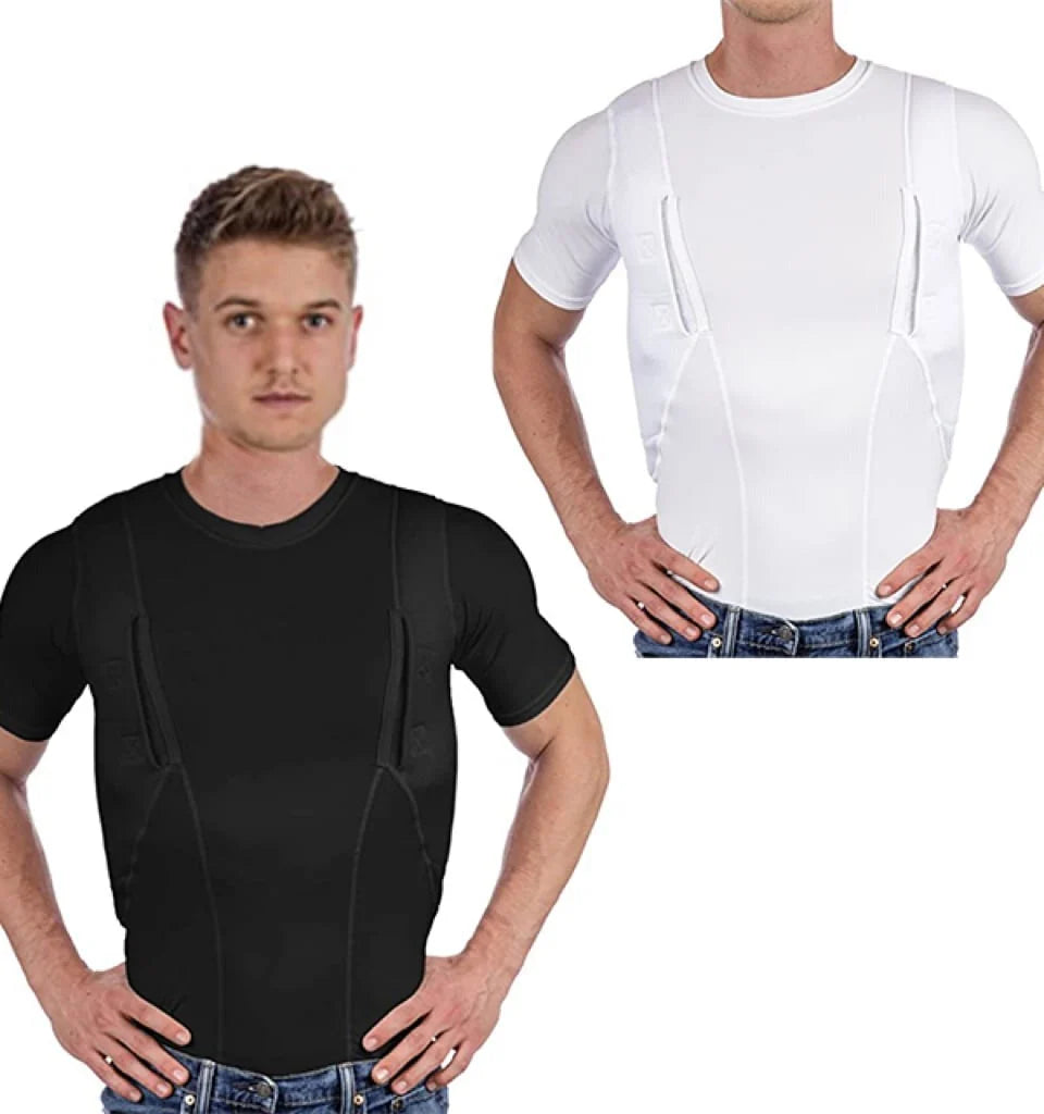 Tactical Undershirt Ambidextrous Holsters Compression Fit & Moisture-Wicking
