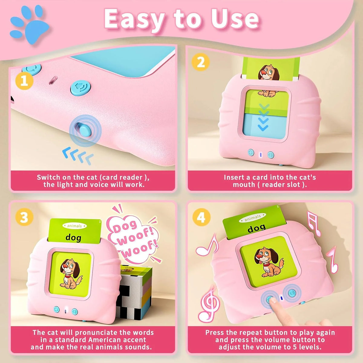 Talking Flash Cards Handheld Audio Clear Pronunciation