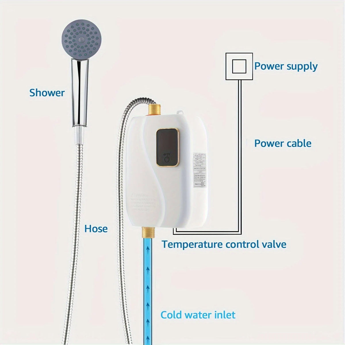 Tankless Water Heater Under-Sink 3000W Digital Display