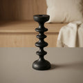 Taper Candle Holder Black Wood Sculptural Silhouette