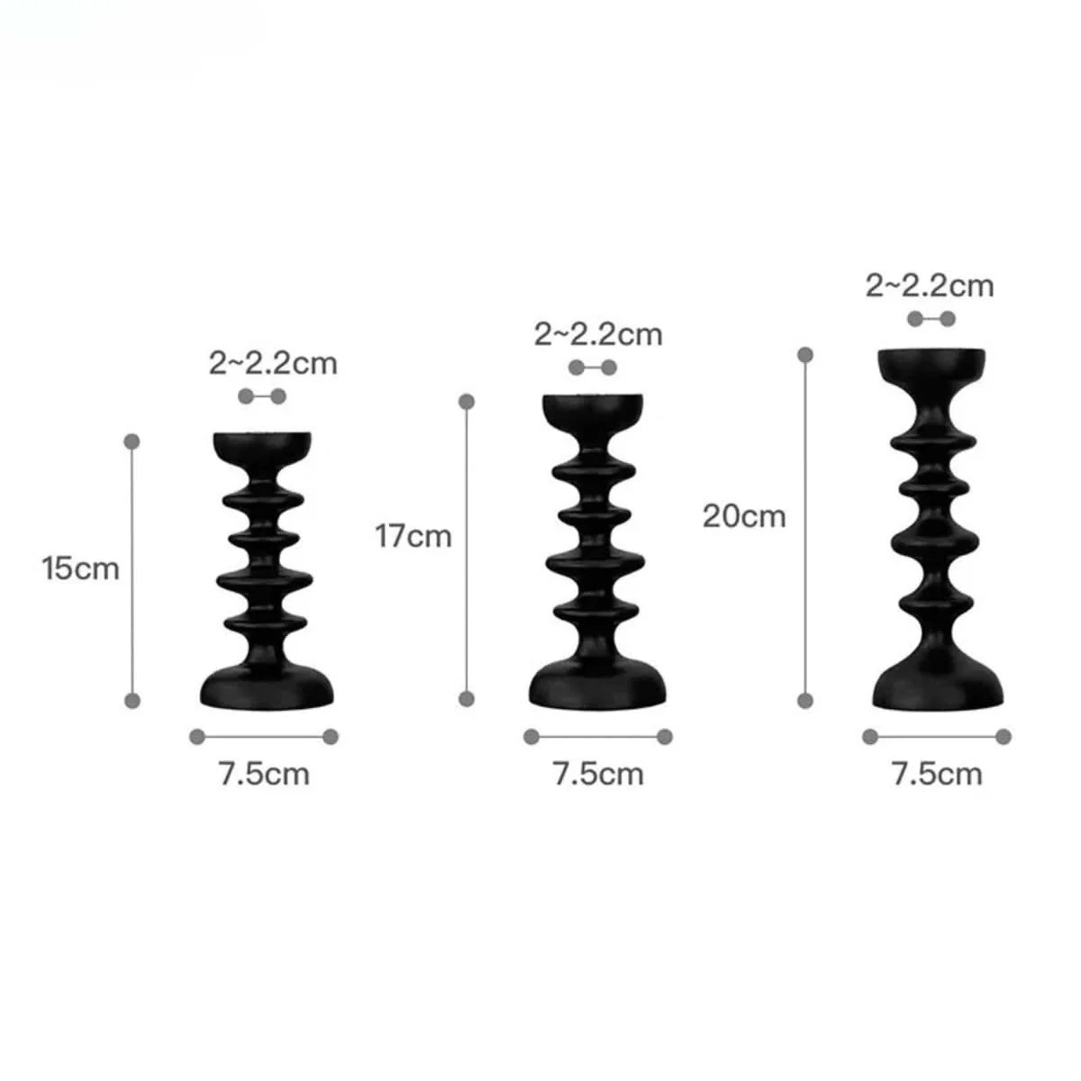 Taper Candle Holder Black Wood Sculptural Silhouette