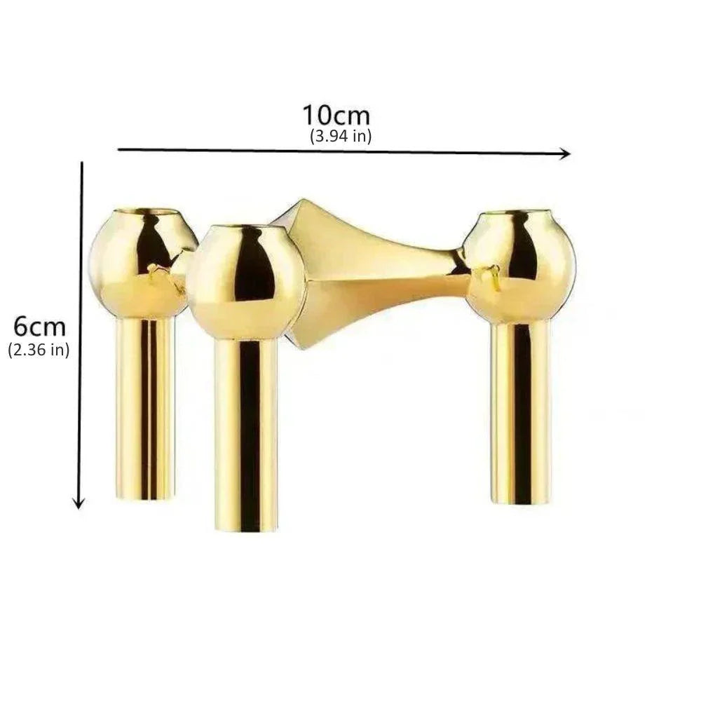 Taper Candle Holder Sculptural Polished Metal