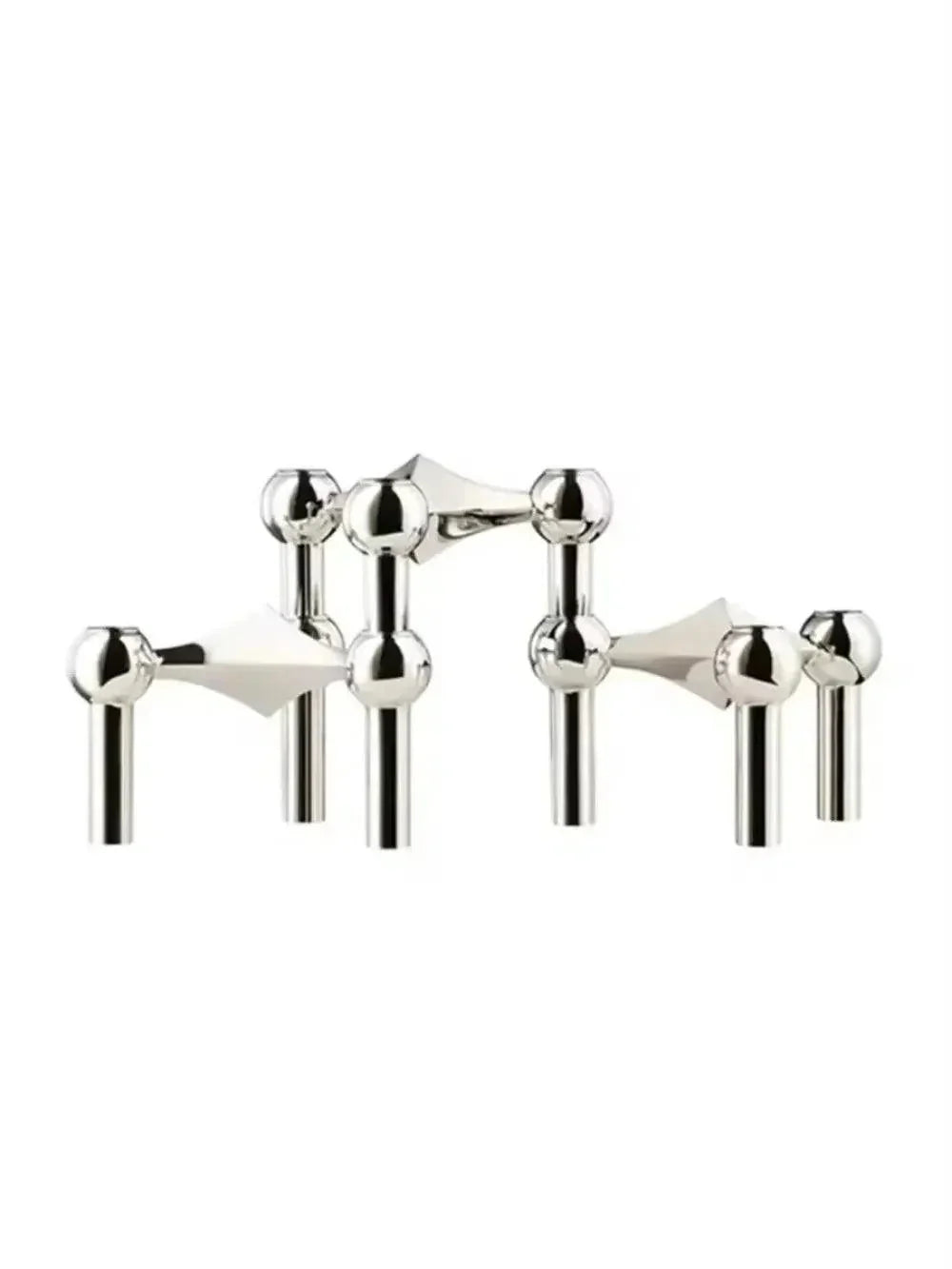 Taper Candle Holder Sculptural Polished Metal