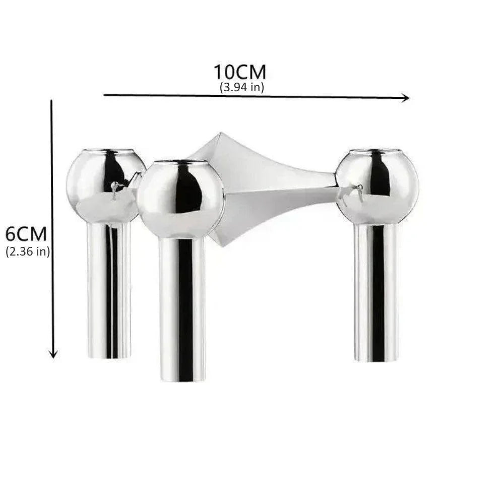 Taper Candle Holder Sculptural Polished Metal