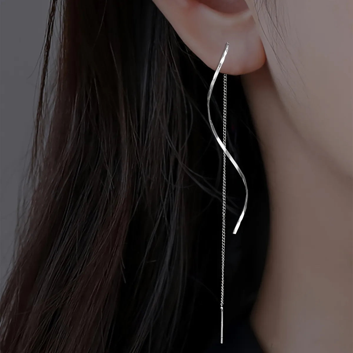 Tassel Earrings Wavy Chain Long Lightweight