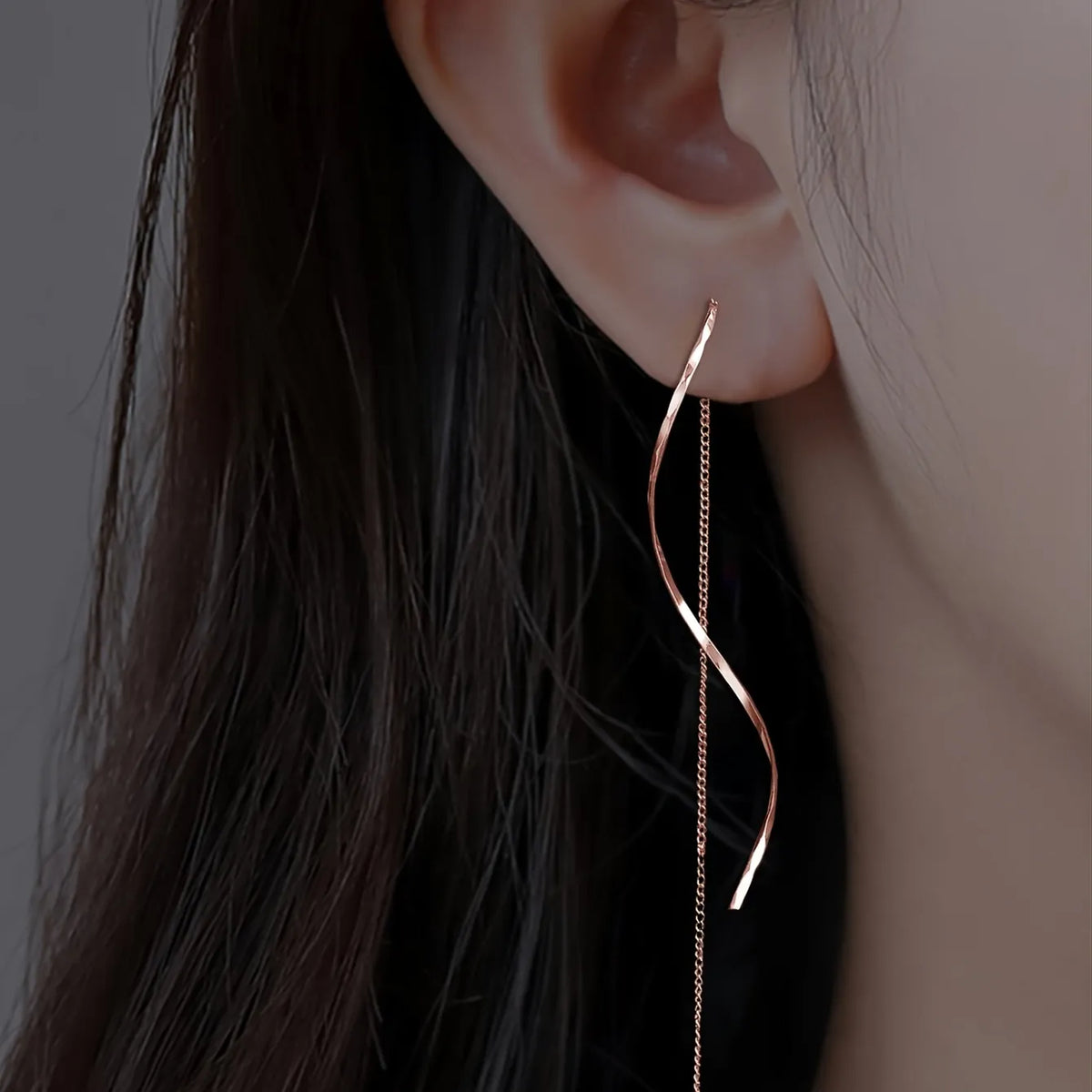 Tassel Earrings Wavy Chain Long Lightweight