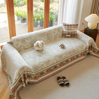 Tasseled Boho Floral Chenille Sofa Cover (Machine Washable)