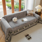 Tasseled Boho Floral Chenille Sofa Cover (Machine Washable)