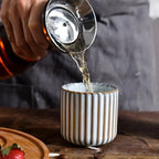 Tea Cup Ceramic Vertical Ribbed Non-Slip