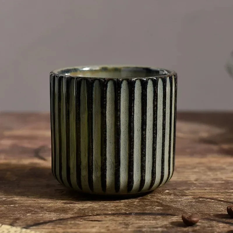 Tea Cup Ceramic Vertical Ribbed Non-Slip