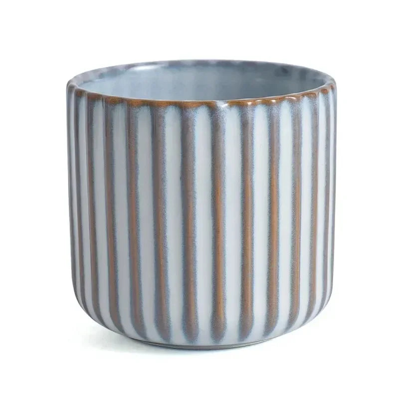 Tea Cup Ceramic Vertical Ribbed Non-Slip
