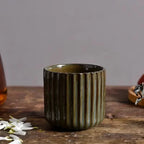 Tea Cup Ceramic Vertical Ribbed Non-Slip