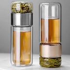 Tea Infuser Bottle Borosilicate Double-Wall Built-In Strainer