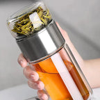 Tea Infuser Bottle Borosilicate Double-Wall Built-In Strainer