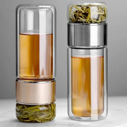 Tea Infuser Bottle Double-Wall Insulated Built-In Strainer
