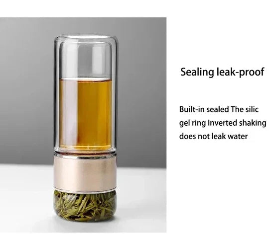 Tea Infuser Bottle Double-Wall Insulated Built-In Strainer