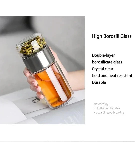 Tea Infuser Bottle Double-Wall Insulated Built-In Strainer