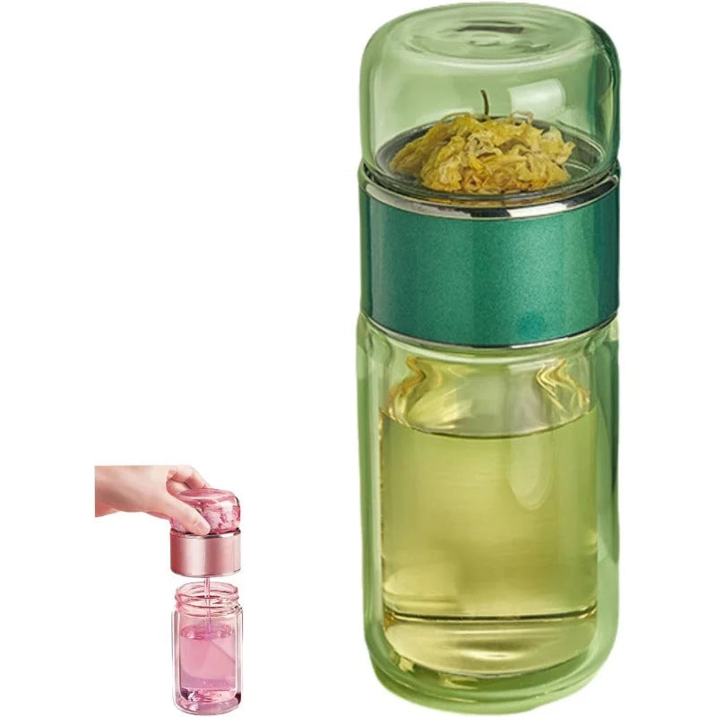 Tea Infuser Bottle Tilt-Brew Control Borosilicate Glass