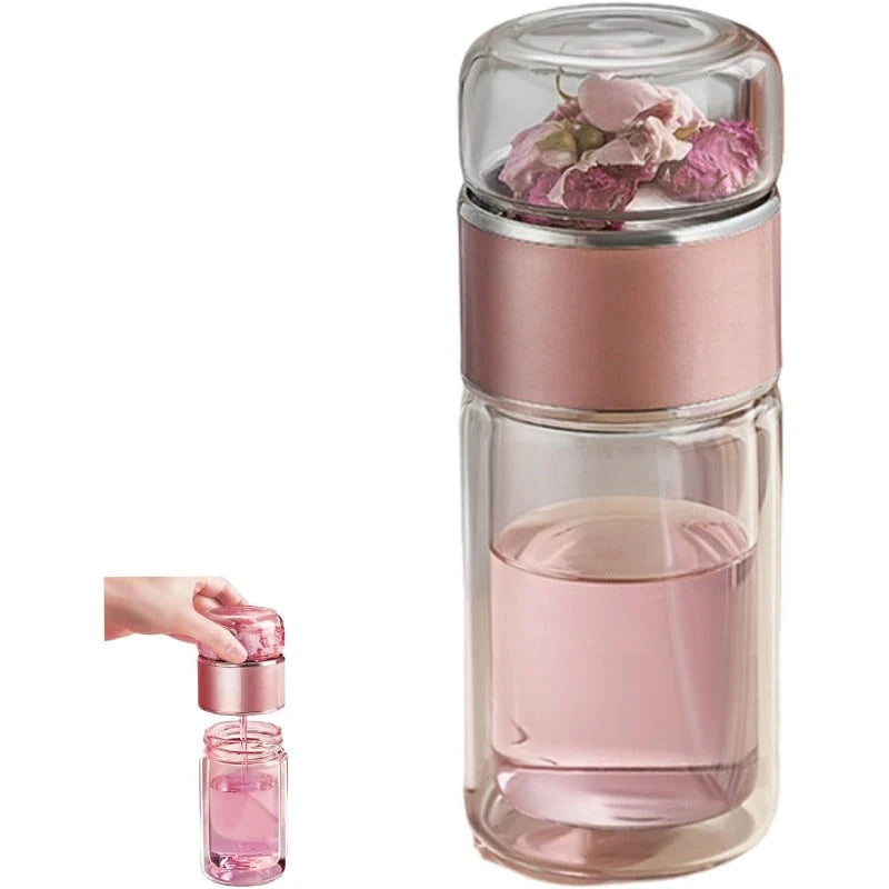 Tea Infuser Bottle Tilt-Brew Control Borosilicate Glass