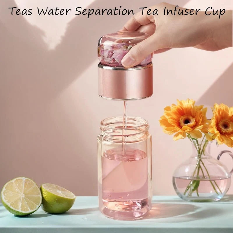 Tea Infuser Bottle Tilt-Brew Control Borosilicate Glass