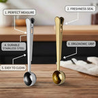 Tea Scoop Stainless Steel 1 Teaspoon Bag Clip