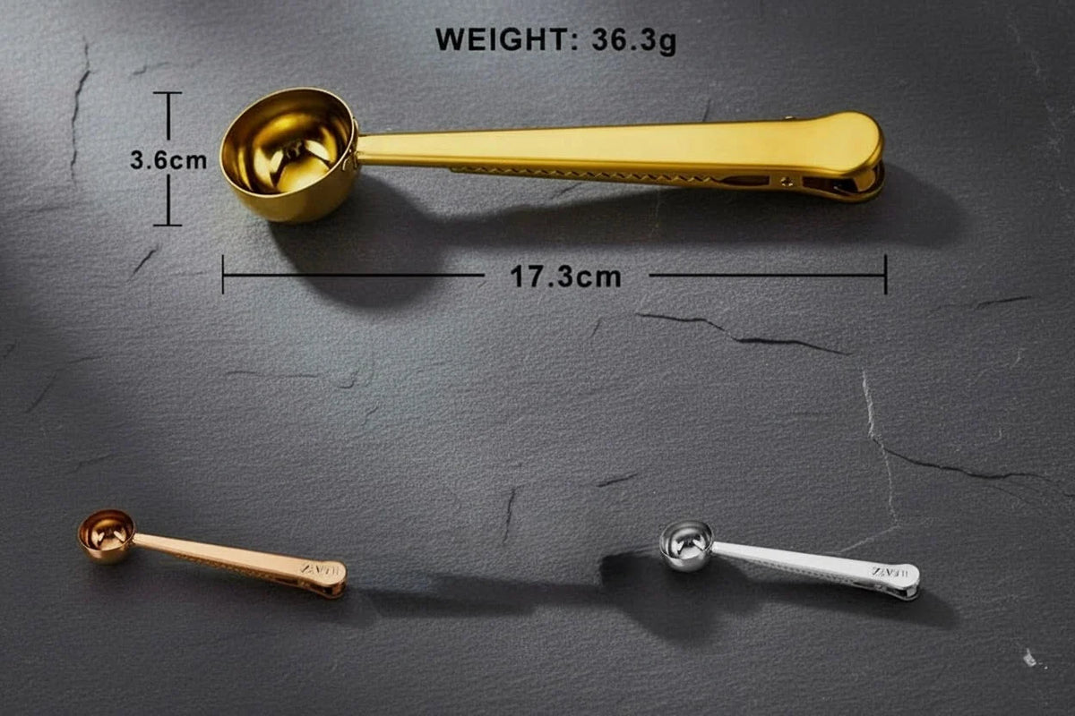 Tea Scoop Stainless Steel 1 Teaspoon Bag Clip