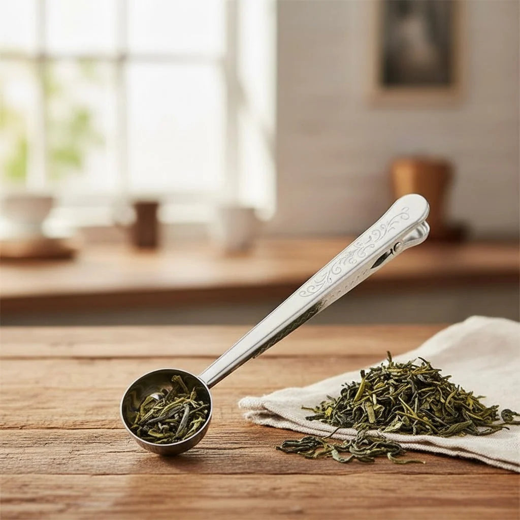 Tea Scoop Stainless Steel 1 Teaspoon Bag Clip