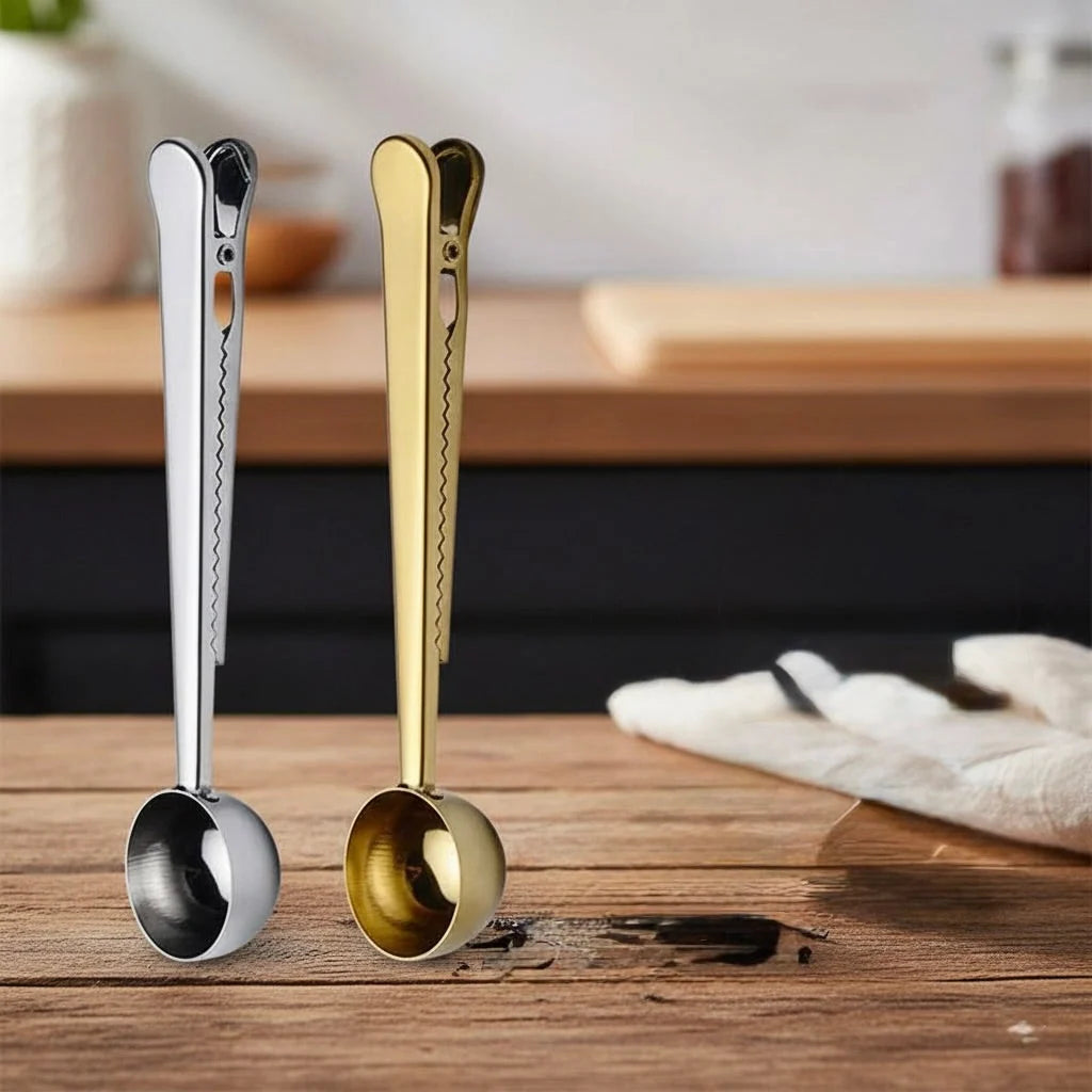 Tea Scoop Stainless Steel 1 Teaspoon Bag Clip