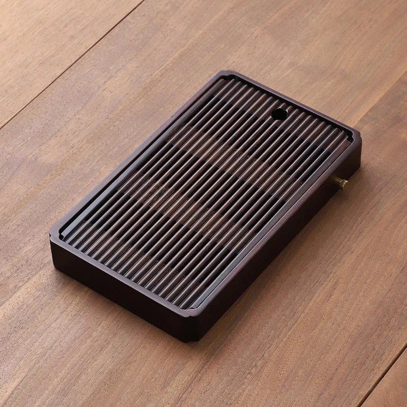 Tea Serving Tray Bamboo Water Drain Reservoir