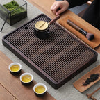 Tea Serving Tray Bamboo Water Drain Reservoir