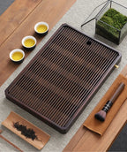 Tea Serving Tray Bamboo Water Drain Reservoir