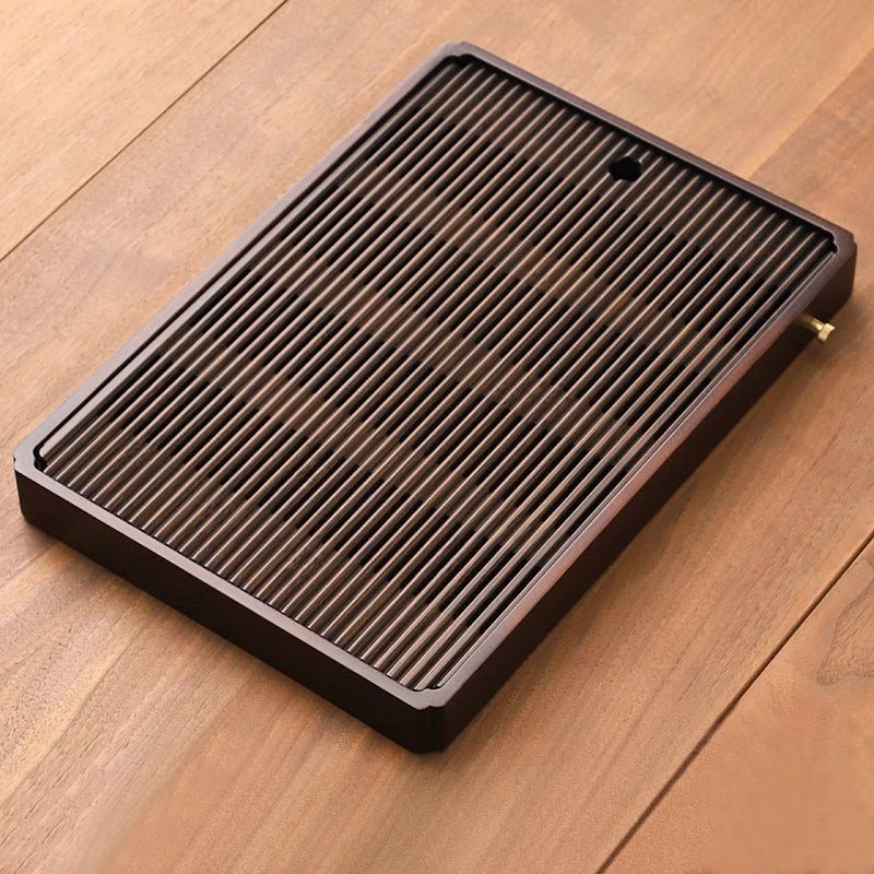 Tea Serving Tray Bamboo Water Drain Reservoir