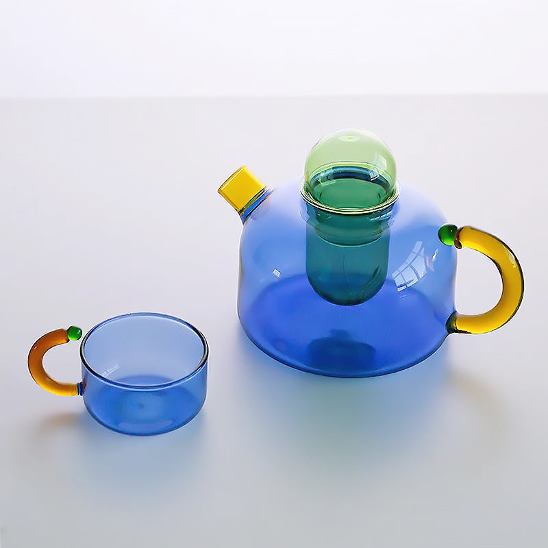 Tea Set Borosilicate Glass Colorful Dishwasher Safe