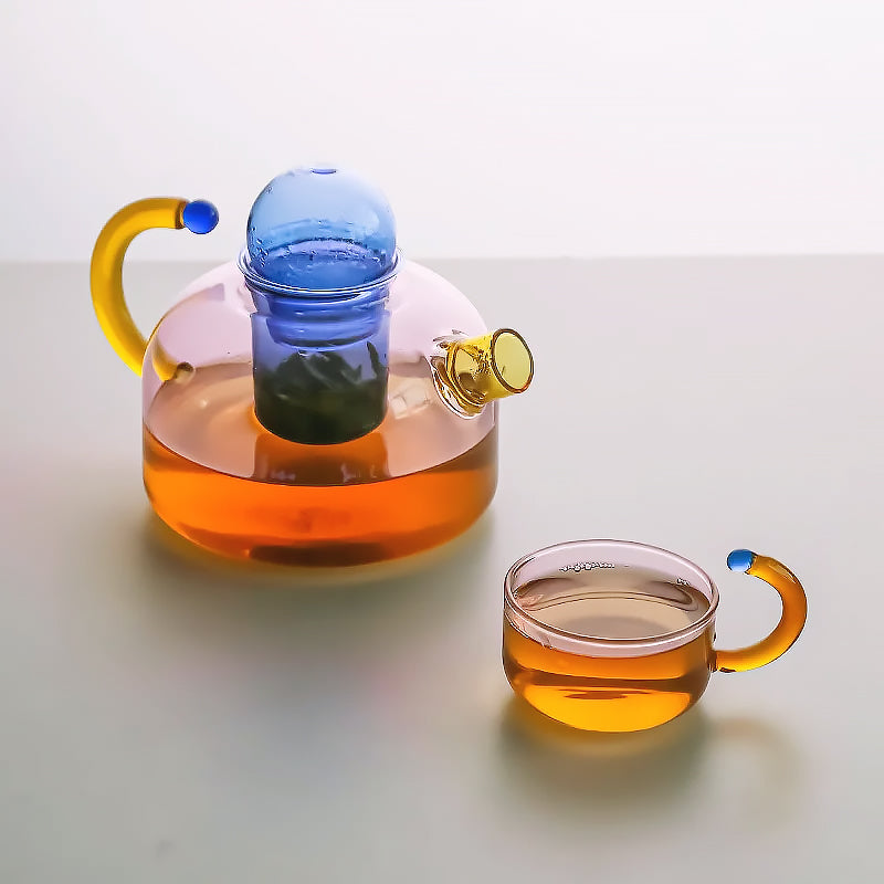 Tea Set Borosilicate Glass Colorful Dishwasher Safe